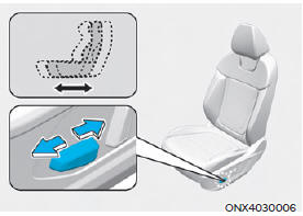 To move the seat forward or rearward: